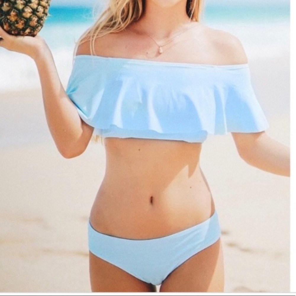 cupshe light blue bikini top - XS